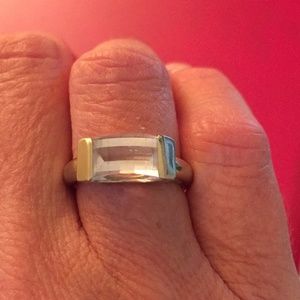 White Topaz & 14K  White Gold Ring